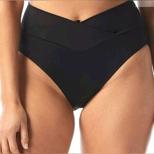 High-Waisted Criss Cross Black Bikini Bottom